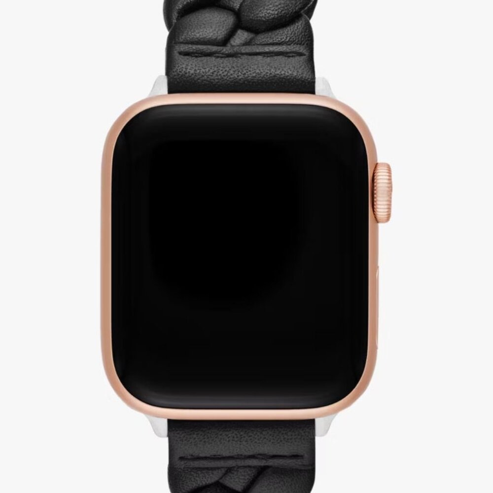Kate Spade NY BLACK Leather Braided Apple Watch Band 38/40/41/42/44/45/49mm - Picture 5 of 6